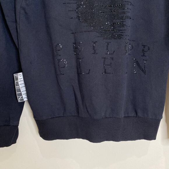 Philipp Plein Crystal Rhinestone Half Skull Hoodie *Black* Sz XL - Picture 7 of 14